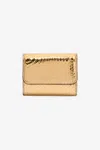 Roberto Cavalli Laminated Cardholder With Snake Print In Gold