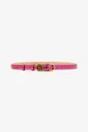 Roberto Cavalli Laminated Leather Belt With Snake Print In Fuchsia