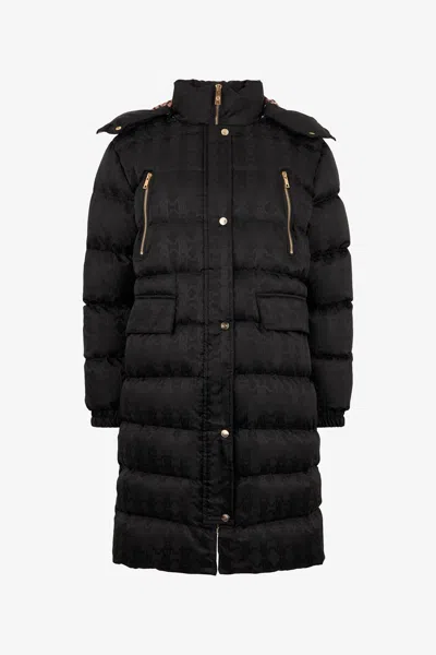 Roberto Cavalli Black Monogram Rc Long Down Jacket