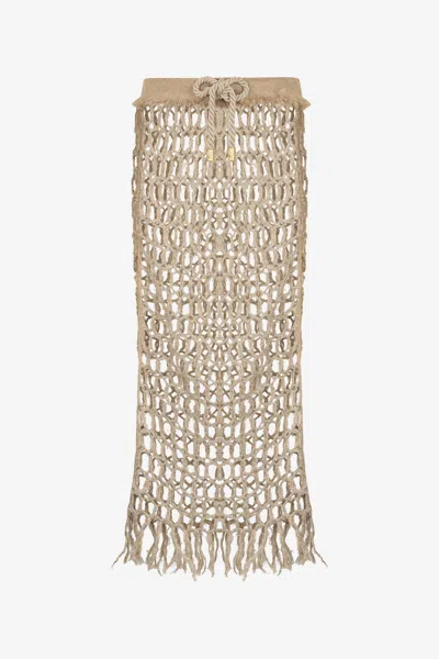 Roberto Cavalli Langer Netzrock Mit Fransen In Light Brown