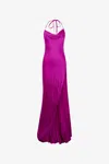 Roberto Cavalli Langes Kleid Aus Knitterseide In Fuchsia