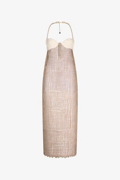 ROBERTO CAVALLI LANGES KLEID MIT HÄKELDETAILS