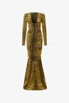 Roberto Cavalli Long Dress With Jaguar Skin Print In Multi