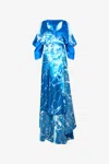 Roberto Cavalli Langes Kleid Mit Stretto Di Messina Print In Blue
