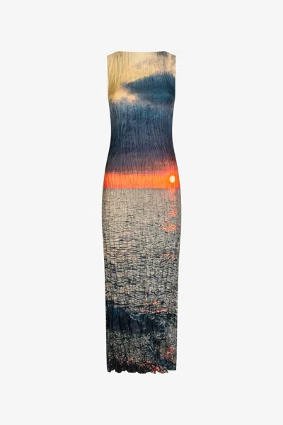 ROBERTO CAVALLI SUNRISE PRINT LONG DRESS