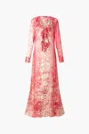 Roberto Cavalli Long Dress With Ruffle And Jaguar Skin Print In Red