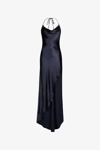Roberto Cavalli Langes Kleid Mit Wasserfallausschnitt In Dark Blue