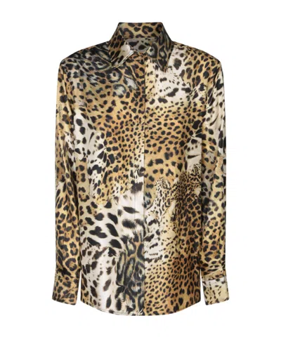 ROBERTO CAVALLI LAPEL LONG-SLEEVED SHIRT