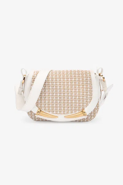 Roberto Cavalli Large Fang Shoulder Bag In White