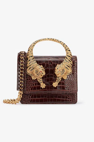 Roberto Cavalli Large Roar Bag In Dark Brown