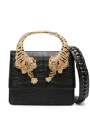 Roberto Cavalli Large Roar Leather Tote Bag In Black