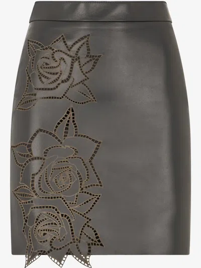 ROBERTO CAVALLI LASER-CUT ROSES MINI SKIRT