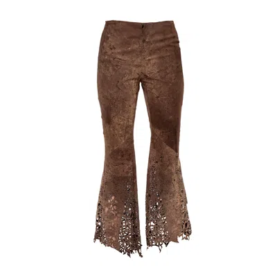 Roberto Cavalli Laser-cut Suede Pant - '00s In Brown