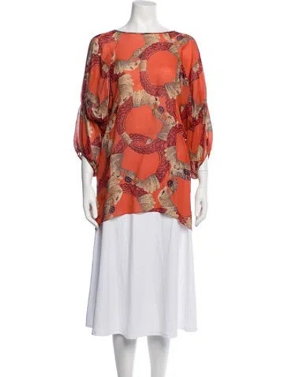 Pre-owned Roberto Cavalli Late 2000's - Early 2010's Printed Blouse In Orange