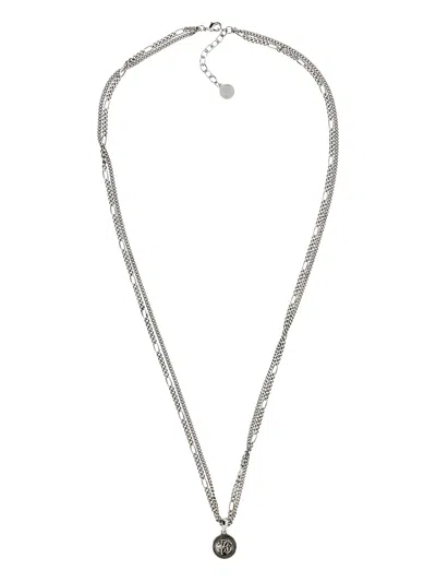 Roberto Cavalli Layered Chain Coin Necklace In Metallic