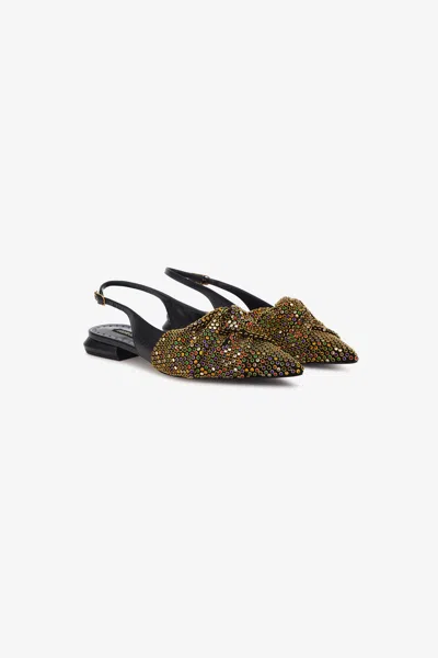 Roberto Cavalli Le Pettegole Slingback With Cristals In Light Brown