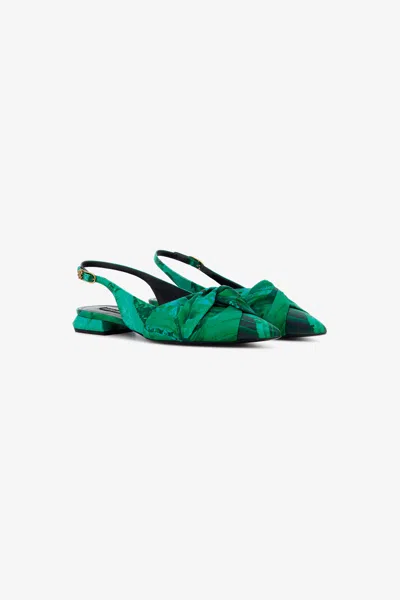 Roberto Cavalli Le Pettegole Slingback With Malachite Print In Green