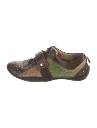 Pre-owned Roberto Cavalli Leather Animal Print Monk Straps In Brown
