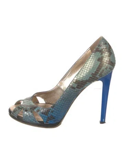 Pre-owned Roberto Cavalli Leather Animal Print Pumps In Blue