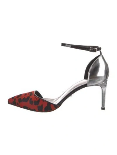 Pre-owned Roberto Cavalli Leather Animal Print Pumps In Red