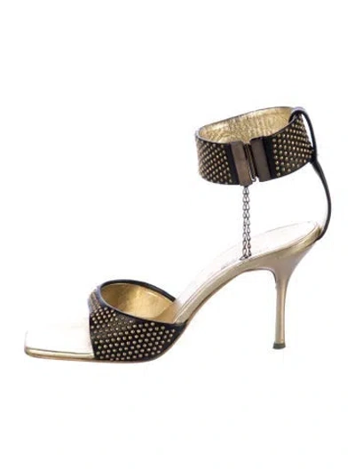 Pre-owned Roberto Cavalli Leather Animal Print Sandals In Black