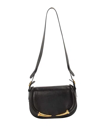 Roberto Cavalli Fang Bag Leather Shoulder Bag In Black