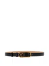Roberto Cavalli Leather Belt With Monogram Mirror Snake In Black