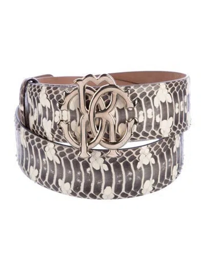 Pre-owned Roberto Cavalli Leather Belt In Grey/white