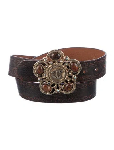 Pre-owned Roberto Cavalli Leather Belt Kit In Brown