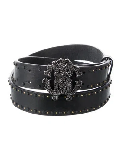 Pre-owned Roberto Cavalli Leather Belt W/ Tags In Black