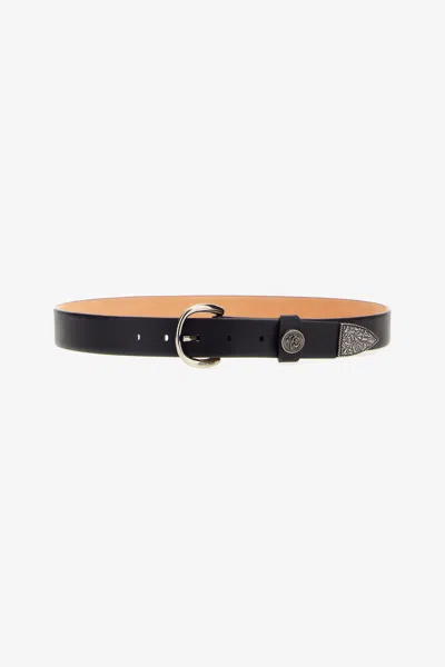 Roberto Cavalli Leather Belt With Buckle In Black