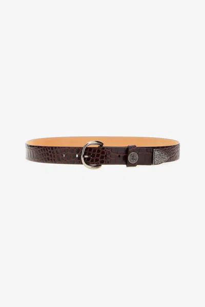 Roberto Cavalli Leather Belt With Buckle In Dark Brown