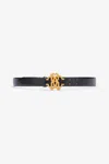Roberto Cavalli Leather Belt With Logo Buckle In Black