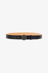 Roberto Cavalli Leather Belt With Logo Rc Buckle In Black