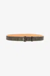 Roberto Cavalli Leather Belt With Logo Rc Buckle In Green