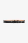 Roberto Cavalli Leather Belt With Mirror Snake Monogram In Black