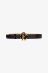 Roberto Cavalli Leather Belt With Monogram Mirror Snake In Black