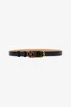 Roberto Cavalli Leather Belt With Monogram Mirror Snake In Black