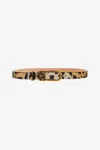 Roberto Cavalli Leather Belt With Monogram Mirror Snake In Light Brown
