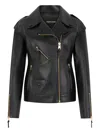 Roberto Cavalli Leather Biker Jacket In Black