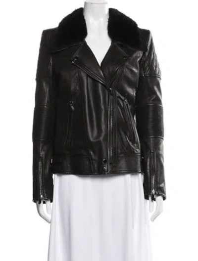 Pre-owned Roberto Cavalli Leather Biker Jacket In Black
