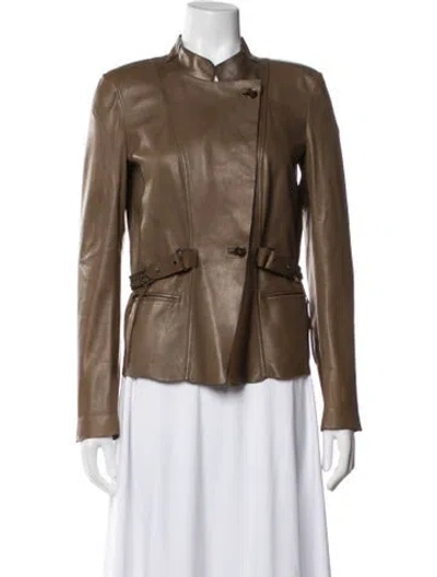 Pre-owned Roberto Cavalli Leather Biker Jacket In Brown
