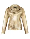 Roberto Cavalli Bikerjacke Mit Metallic-effekt In Gold