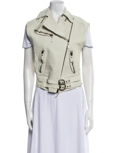 Pre-owned Roberto Cavalli Leather Biker Jacket In Neutral