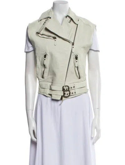 Pre-owned Roberto Cavalli Leather Biker Jacket In Neutral