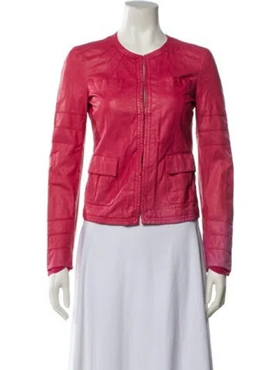 Pre-owned Roberto Cavalli Leather Biker Jacket In Pink