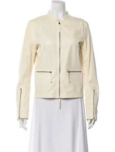 Pre-owned Roberto Cavalli Leather Biker Jacket In Yellow