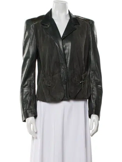 Pre-owned Roberto Cavalli Leather Blazer In Green