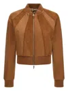 Roberto Cavalli Leather Bomber Jacket In Brown