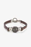 Roberto Cavalli Leather Bracelet With Mirror Snake Monogram In Brown